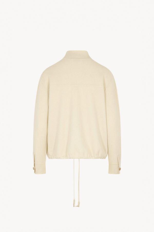 Ivory Pure Cashmere Bomber Jacket in Milano Stitch