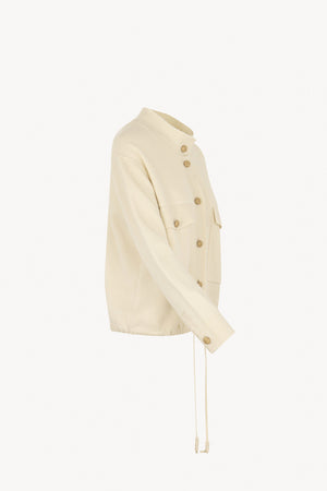 Ivory Pure Cashmere Bomber Jacket in Milano Stitch