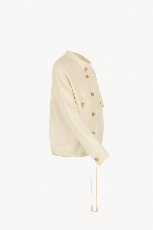 Ivory Pure Cashmere Bomber Jacket in Milano Stitch
