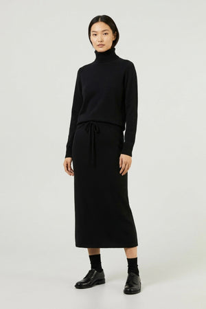 Gonna Lunga in Punto Stoffa in Puro Cashmere Nero