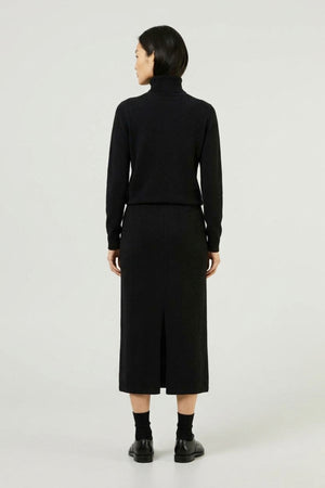 Gonna Lunga in Punto Stoffa in Puro Cashmere Nero