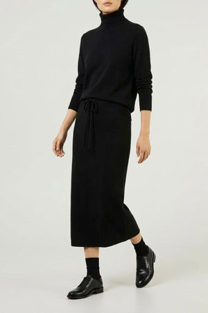 Gonna Lunga in Punto Stoffa in Puro Cashmere Nero