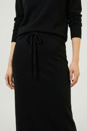 Gonna Lunga in Punto Stoffa in Puro Cashmere Nero