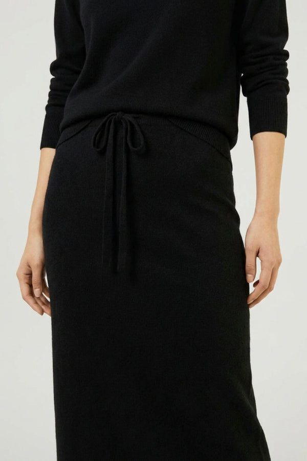 Gonna Lunga in Punto Stoffa in Puro Cashmere Nero
