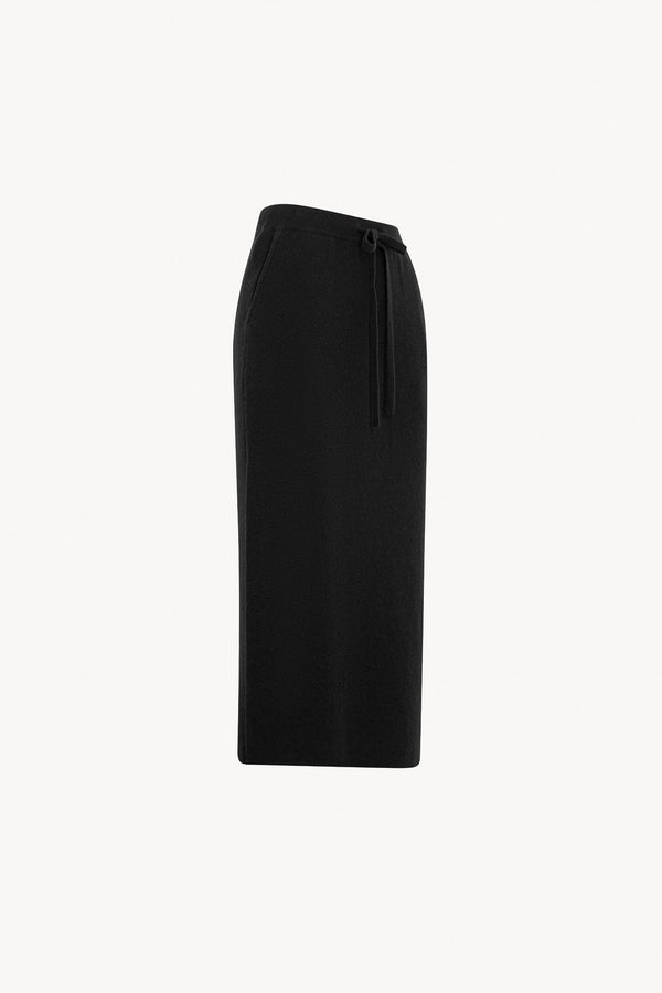Gonna Lunga in Punto Stoffa in Puro Cashmere Nero
