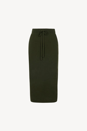 Gonna Lunga in Punto Stoffa in Puro Cashmere Foresta