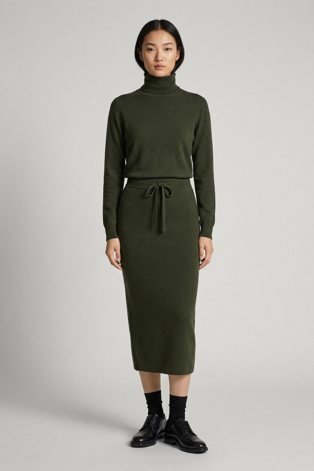 Gonna Lunga in Punto Stoffa in Puro Cashmere Foresta