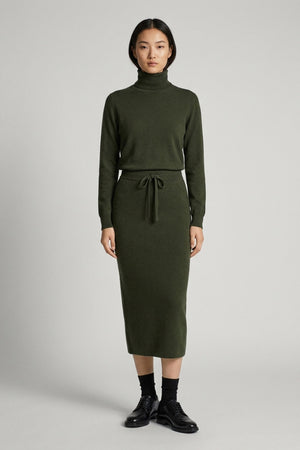 Gonna Lunga in Punto Stoffa in Puro Cashmere Foresta