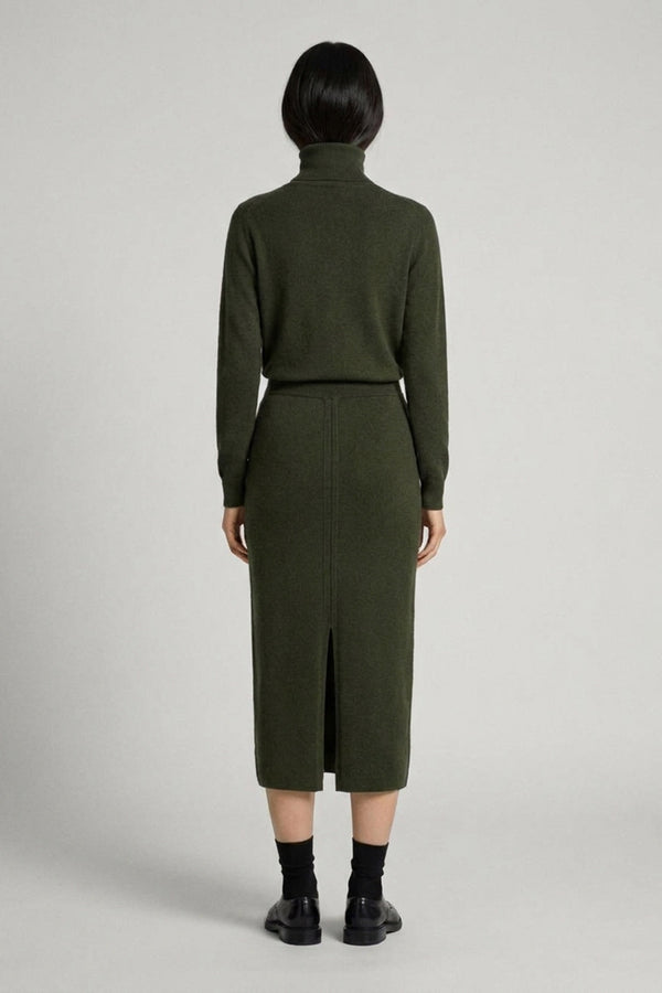 Gonna Lunga in Punto Stoffa in Puro Cashmere Foresta