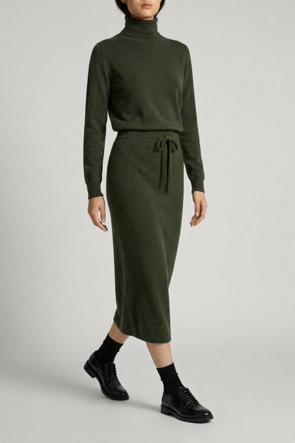 Gonna Lunga in Punto Stoffa in Puro Cashmere Foresta