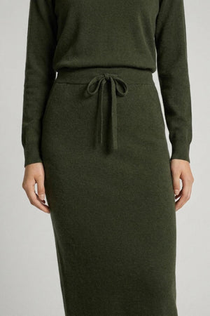 Gonna Lunga in Punto Stoffa in Puro Cashmere Foresta