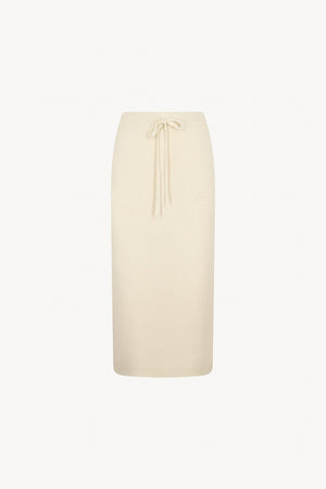 Ivory Pure Cashmere Long Skirt in Milano Stitch