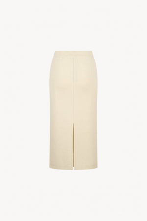 Ivory Pure Cashmere Long Skirt in Milano Stitch