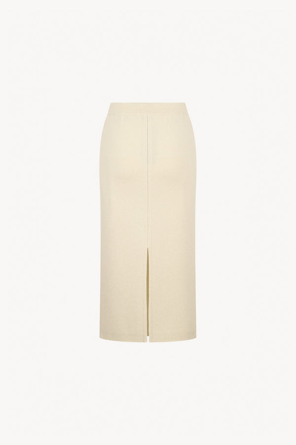 Ivory Pure Cashmere Long Skirt in Milano Stitch