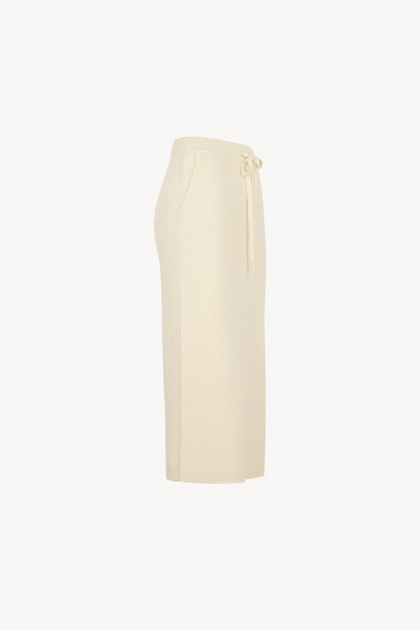 Ivory Pure Cashmere Long Skirt in Milano Stitch