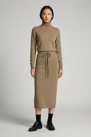 Gonna Lunga in Punto Stoffa in Puro Cashmere Dune