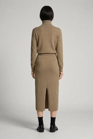 Gonna Lunga in Punto Stoffa in Puro Cashmere Dune