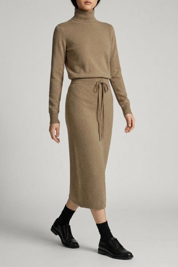 Gonna Lunga in Punto Stoffa in Puro Cashmere Dune