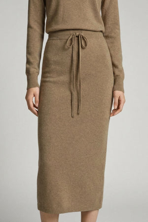 Gonna Lunga in Punto Stoffa in Puro Cashmere Dune