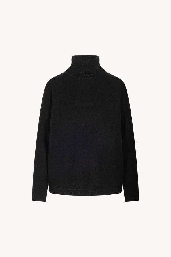Black Pure Cashmere 4-Ply Turtleneck Sweater