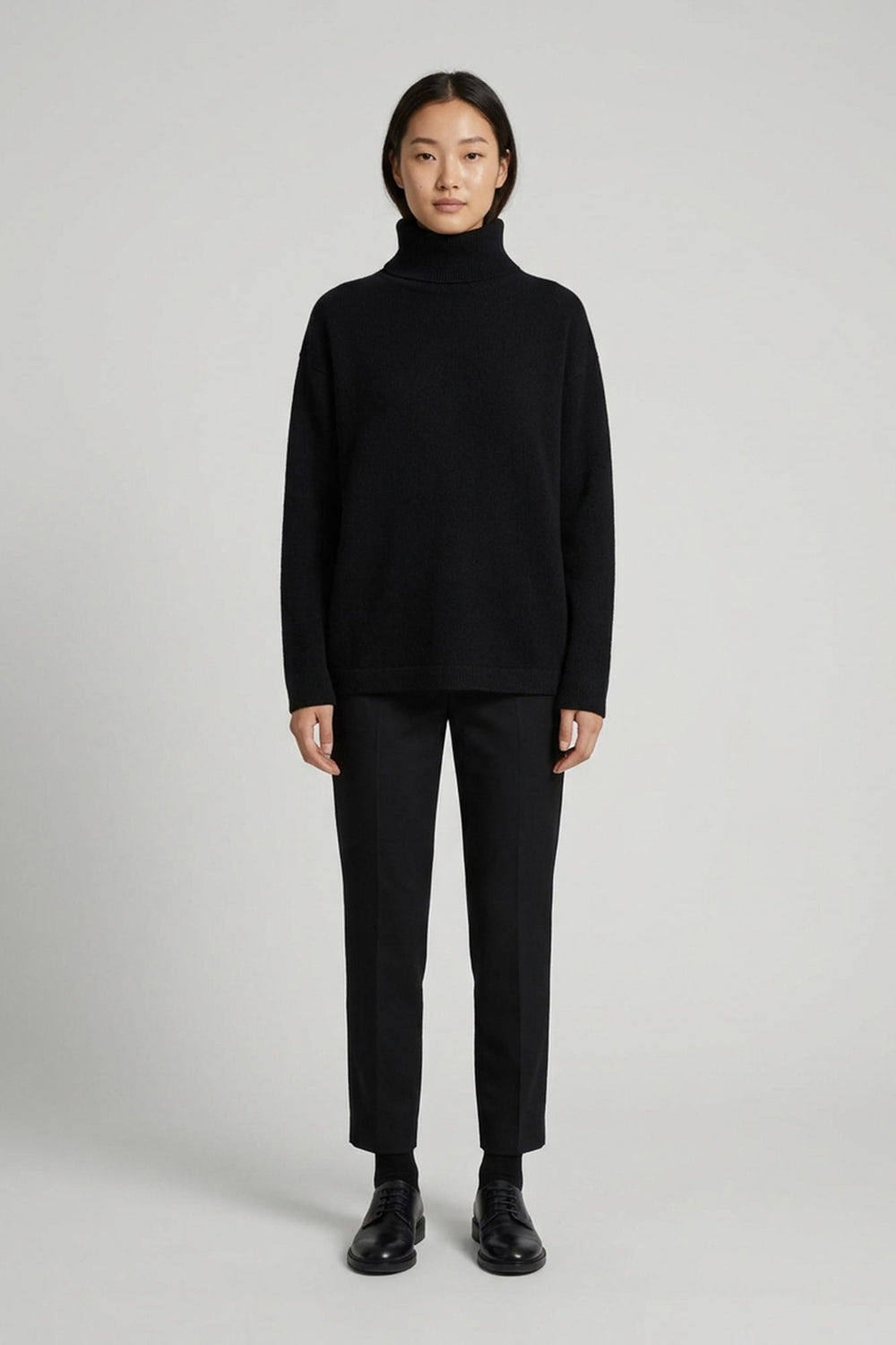 Black Pure Cashmere 4-Ply Turtleneck Sweater