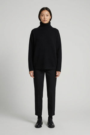 Black Pure Cashmere 4-Ply Turtleneck Sweater