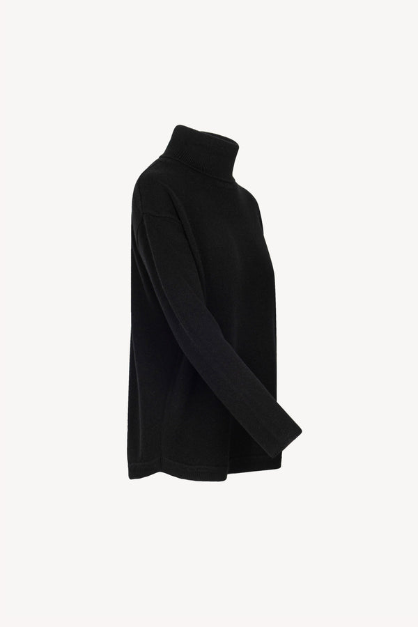 Black Pure Cashmere 4-Ply Turtleneck Sweater