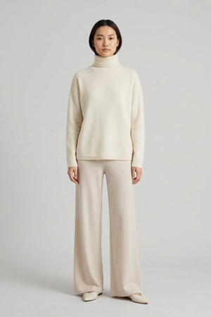 Ivory Pure Cashmere 4-Ply Turtleneck Sweater