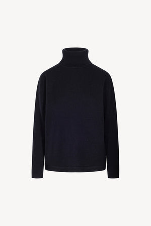 Midnight Blue Pure Cashmere 4-Ply Turtleneck Sweater