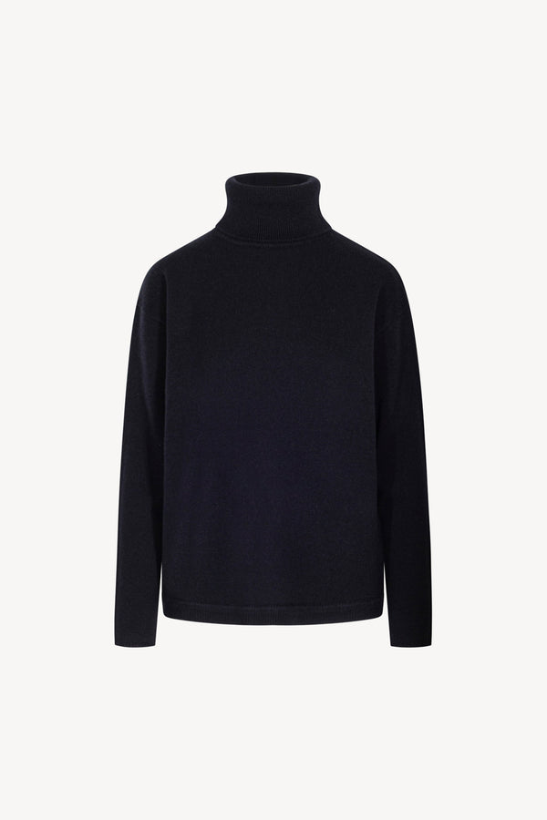 Midnight Blue Pure Cashmere 4-Ply Turtleneck Sweater