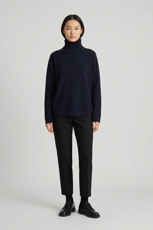 Midnight Blue Pure Cashmere 4-Ply Turtleneck Sweater