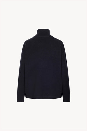 Midnight Blue Pure Cashmere 4-Ply Turtleneck Sweater