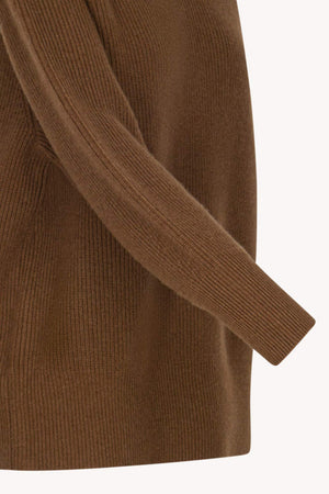 Terracotta Pure Cashmere Mock Neck Sweater in English Rib Knit