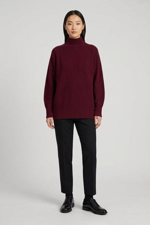 Maglia Lupetto a Costa Inglese in Puro Cashmere Melograno