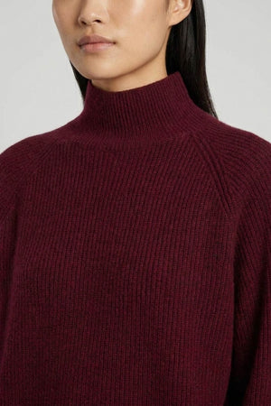 Maglia Lupetto a Costa Inglese in Puro Cashmere Melograno