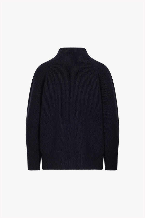 Maglia Lupetto a Costa Inglese in Puro Cashmere Notte