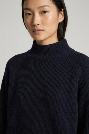Maglia Lupetto a Costa Inglese in Puro Cashmere Notte