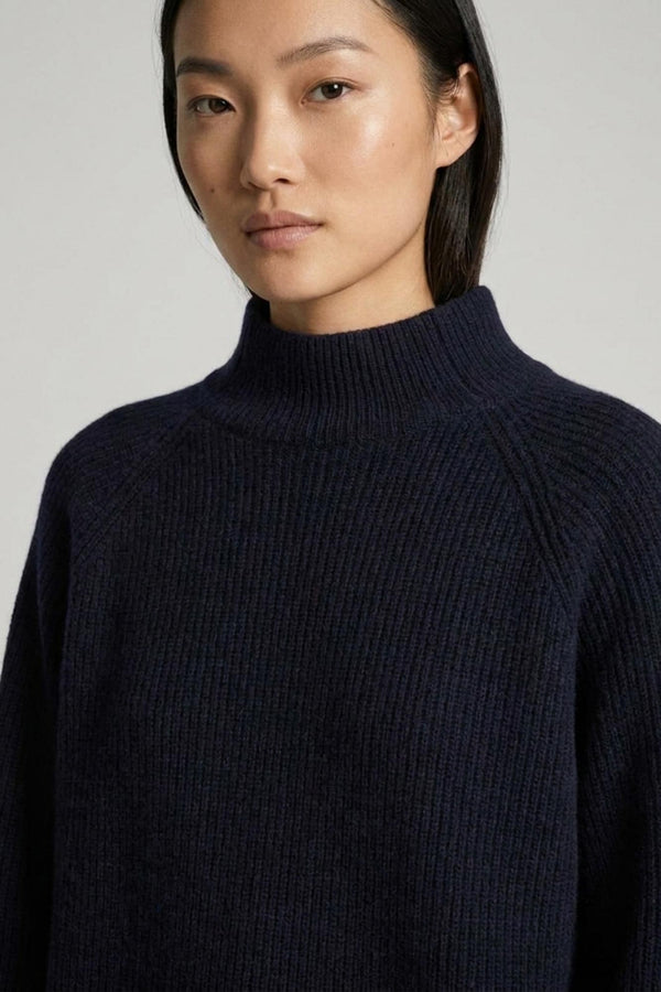 Maglia Lupetto a Costa Inglese in Puro Cashmere Notte