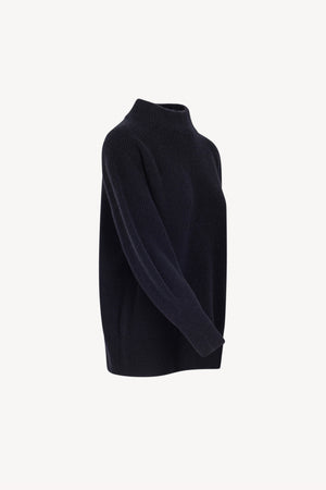 Maglia Lupetto a Costa Inglese in Puro Cashmere Notte