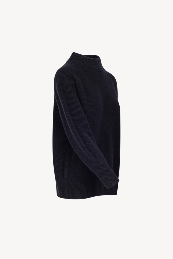 Maglia Lupetto a Costa Inglese in Puro Cashmere Notte