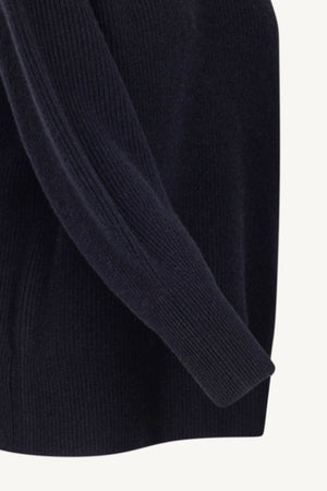 Maglia Lupetto a Costa Inglese in Puro Cashmere Notte