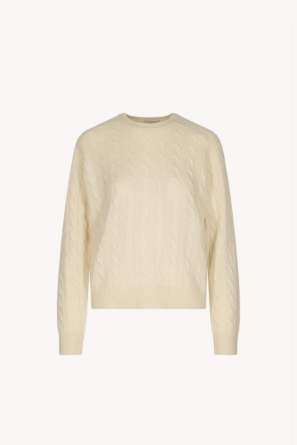 Ivory Pure Cashmere Cable-Knit Crew Neck Sweater