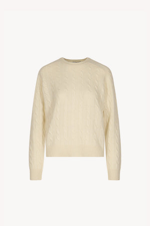 Ivory Pure Cashmere Cable-Knit Crew Neck Sweater