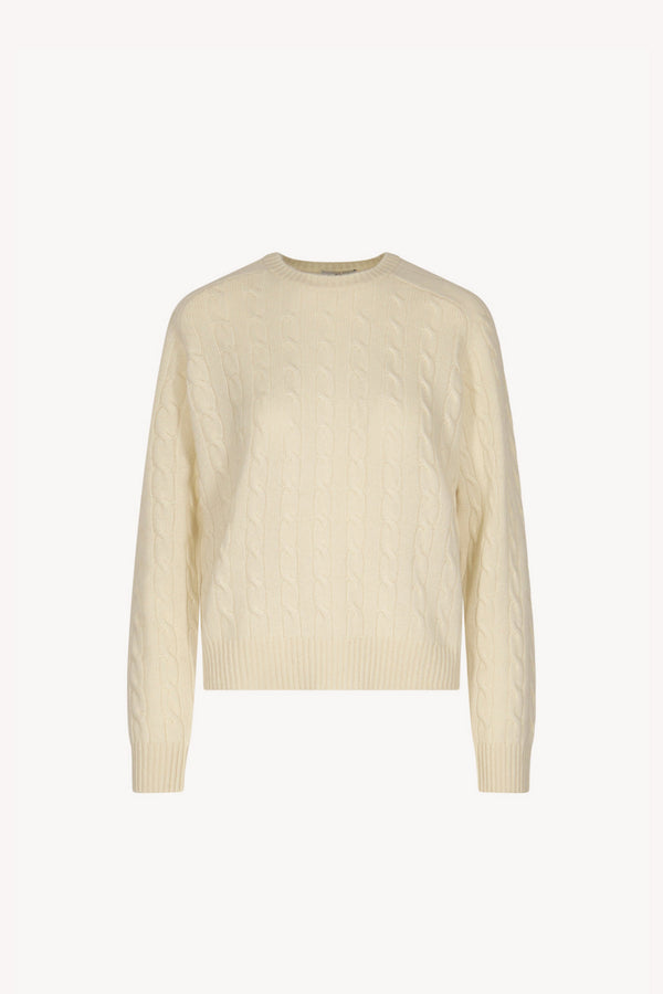 Ivory Pure Cashmere Cable-Knit Crew Neck Sweater