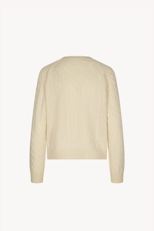 Ivory Pure Cashmere Cable-Knit Crew Neck Sweater