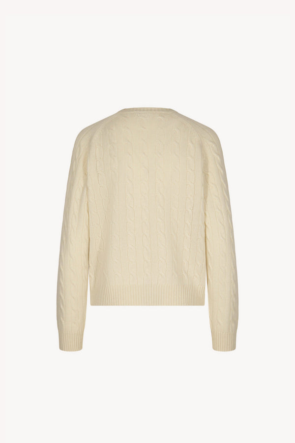Ivory Pure Cashmere Cable-Knit Crew Neck Sweater