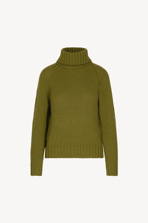 Dolcevita Manica Raglan 10 Fili in Puro Cashmere Oliva