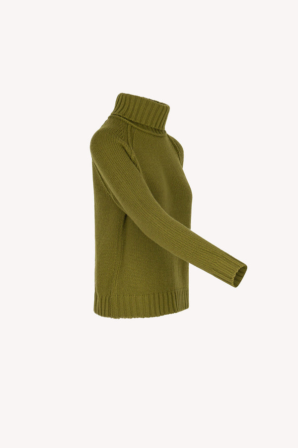 Dolcevita Manica Raglan 10 Fili in Puro Cashmere Oliva