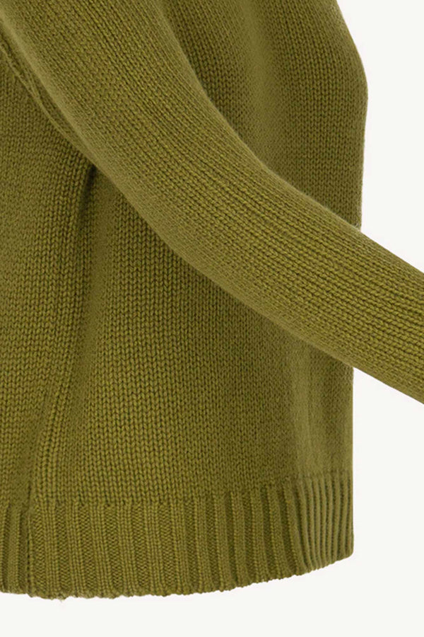 Dolcevita Manica Raglan 10 Fili in Puro Cashmere Oliva