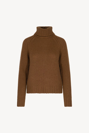 Terracotta Pure Cashmere 10-Ply Turtleneck with Raglan Sleeves